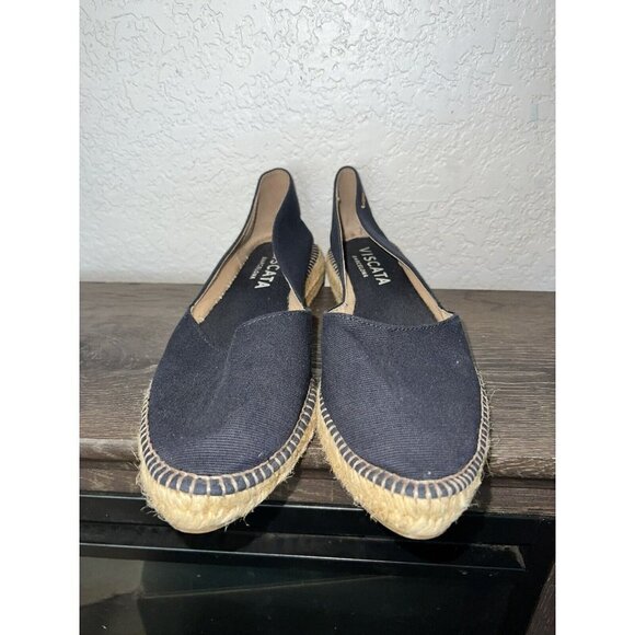 VISCATA BARCELONA Women's Espadrille Shoes Size 41 Canvas Slip On Navy Blue - Picture 3 of 9